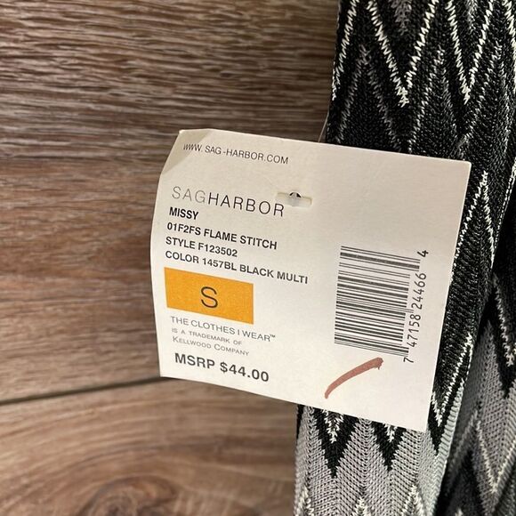 SAG HARBOR Ladies Elastic Waist Above Knee Chevron Print Skirt Black Size Medium - Picture 3 of 7